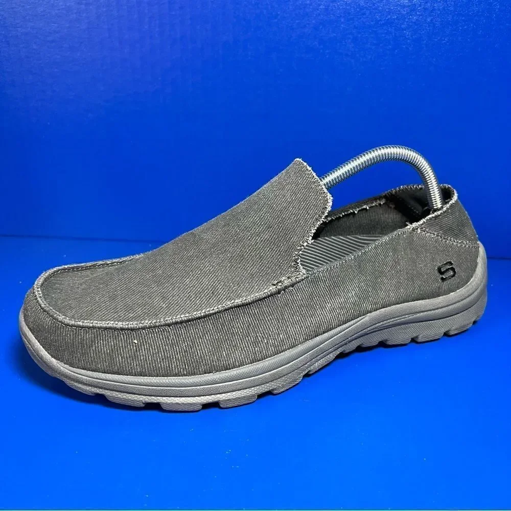 Skechers Superior Relaxed Fit‎ Canvas Slip On Loafers Grey Mens 10.5